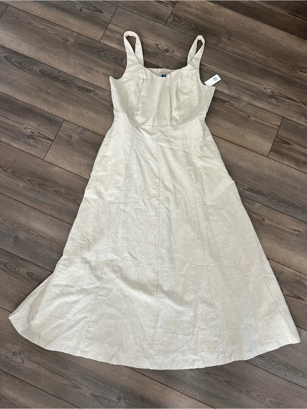 NWT Old Navy Fit & Flare Linen-Blend Midi Dress Sz LT